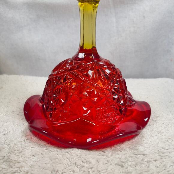 L. E. Smith Glass Amberina Red To Orange Glow Footed Compote Dish Bowl Vintage - Picture 13 of 16